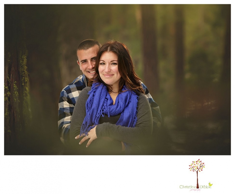 Sonora Engagement Photographer Christine Dibble Photography takes engagement photos in the snow on Valentine's Day at Pinecrest Lake as a couple laughs and throws snowballs for beautiful engagement portraits.