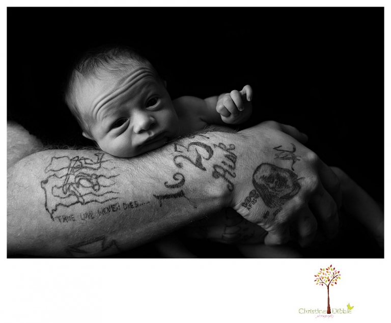 Newborn photography by Sonora Newborn Photographer Christine Dibble Photography takes place in her Sonora studio with poses on blankets and in vintage props.