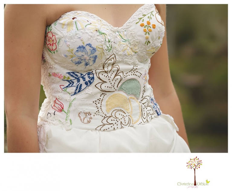 Sonora Wedding Photographer Christine Dibble Photography takes portraits of models posing as brides in wedding dresses made by Hopefully Romantic out of Twain Harte, CA.