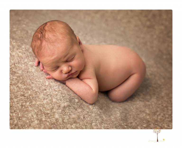 Best Sonora Newborn Photographer Christine Dibble Photography takes studio portraits of a baby sister with her parents and older sister and then posed newborn photos of baby alone.