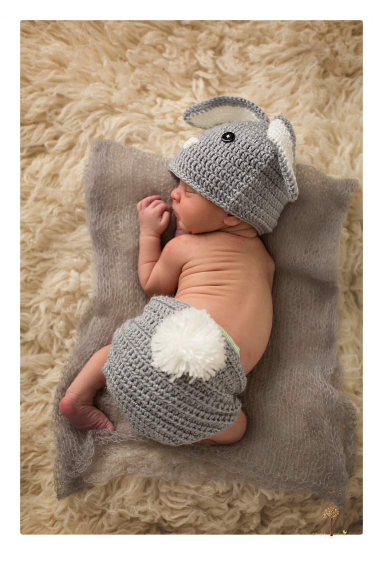 Best Sonora Newborn Photographer Christine Dibble Photography takes newborn portraits during a session in her studio using blankets, wraps, flokatis and props in browns and neutrals.