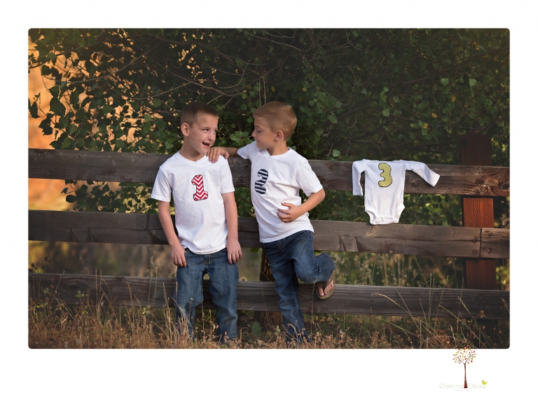 Sonora family photographer Christine Dibble Photography photographs a pregnancy announcement at Hurst Ranch as a wife tells her husband she is pregnant with baby number three during a family portrait session.