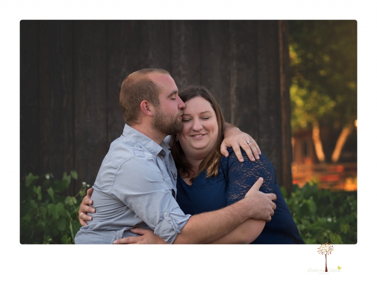 Sonora family photographer Christine Dibble Photography photographs a pregnancy announcement at Hurst Ranch as a wife tells her husband she is pregnant with baby number three during a family portrait session.