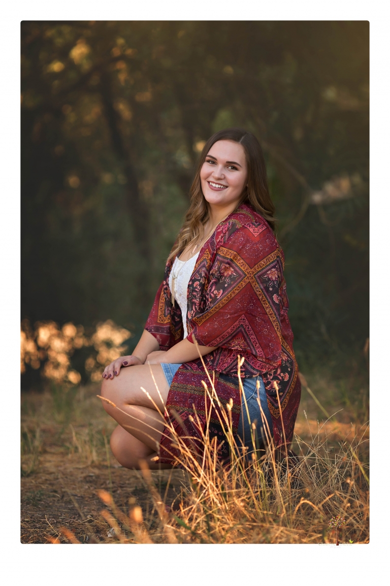Sonora senior portrait photographer Christine Dibble Photography takes senior portraits of an Orestimba High School student at Knights Ferry in the river.
