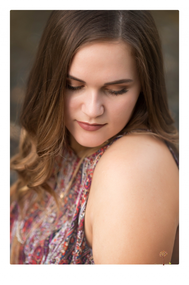 Sonora senior portrait photographer Christine Dibble Photography takes senior portraits of an Orestimba High School student at Knights Ferry in the river.