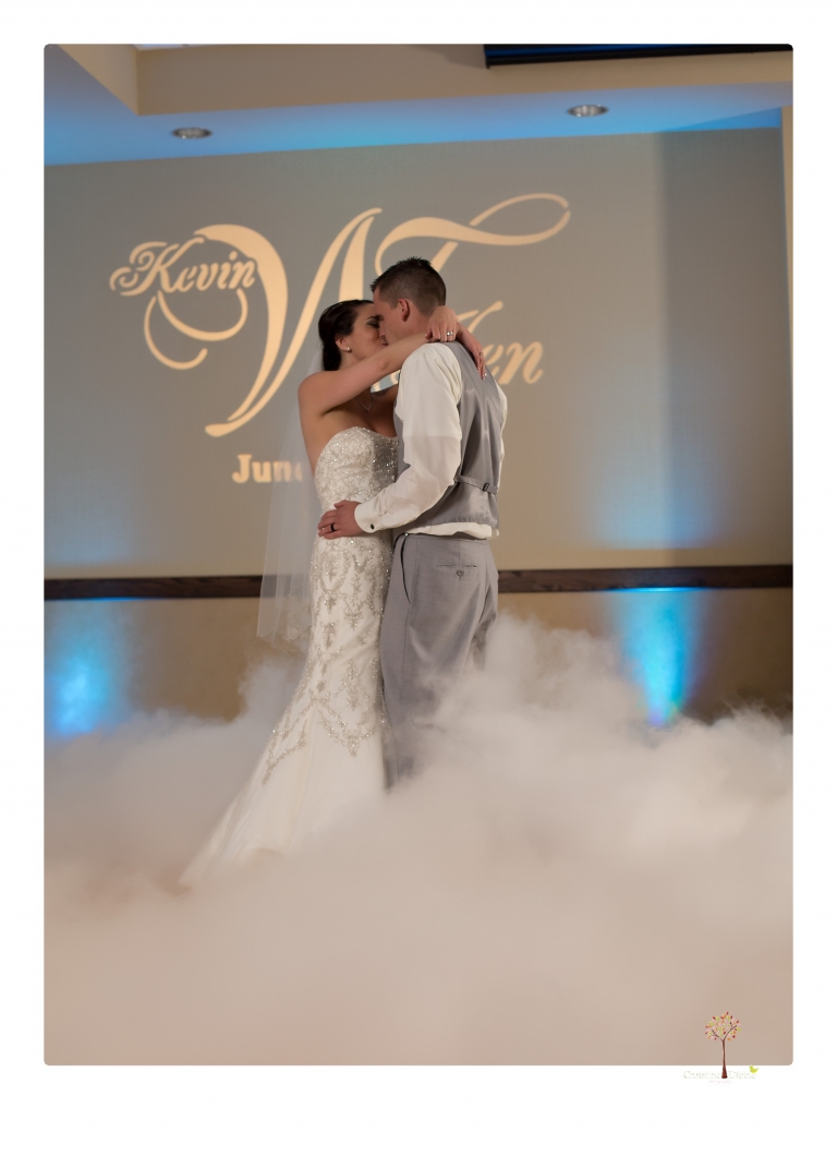 Sonora Wedding Photographer Christine Dibble Photography takes photos of the bride and groom dancing on clouds at a Black Oak Casino Resort Hotel wedding.
