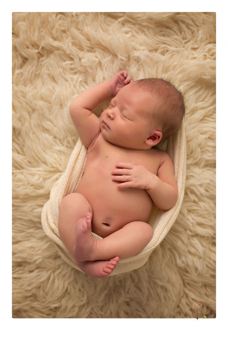 Best Sonora newborn photographer Christine Dibble Photography takes studio newborn portraits of a baby girl at eight days old with headbands, flowers and pink touches in the props.