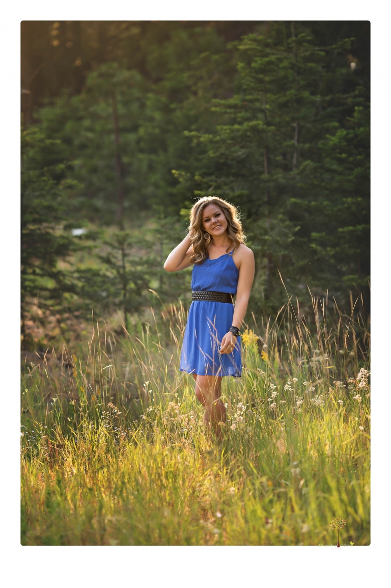 Summerville High senior portrait photographer Christine Dibble Photography of Sonora takes senior portraits of a girl in a field of wildflowers with her violin.