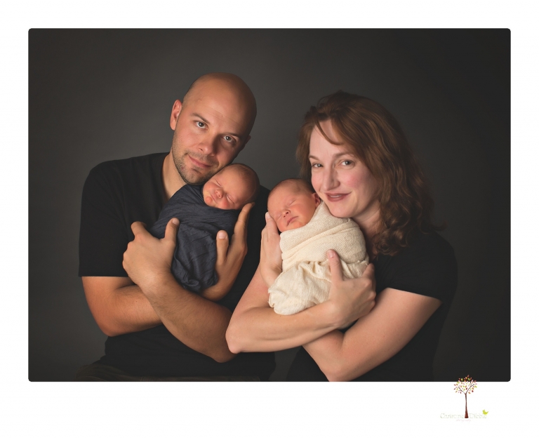 Best Sonora newborn photographer Christine Dibble Photography photographs newborn twins in a newborn portrait session in the studio with both babies posing alone and together.