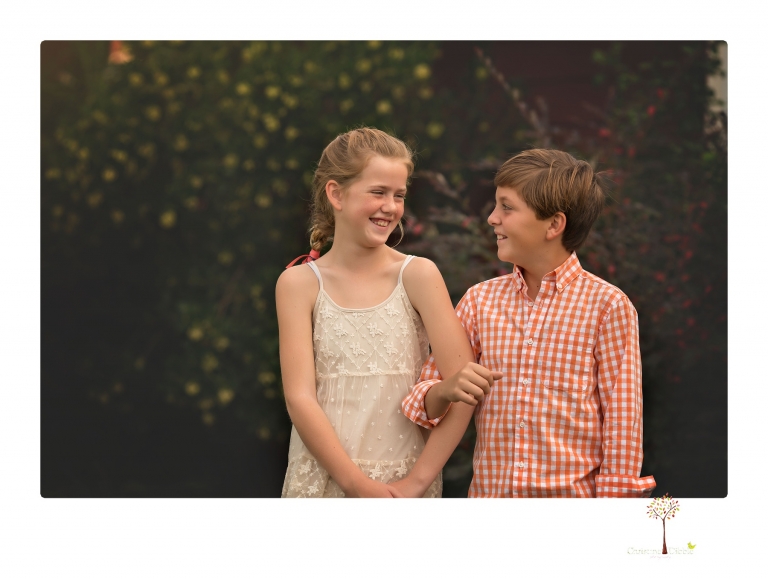 Sonora family photographer Christine Dibble Photography takes family portraits of a blended family in the backyard of their Tuolumne vacation home.