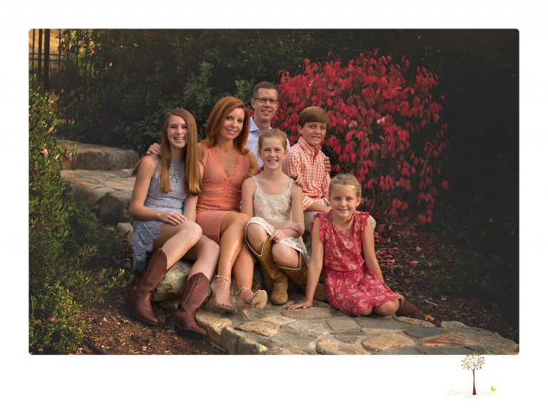 Sonora family photographer Christine Dibble Photography takes family portraits of a blended family in the backyard of their Tuolumne vacation home.