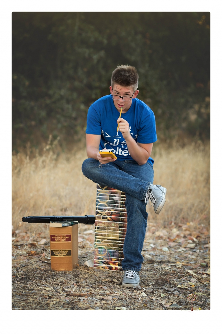 Summerville Senior Portrait photographer Christine Dibble of Sonora takes senior portraits of a boy in a kilt, a nerd scene, an explosion and a tuxedo at Knights Ferry.