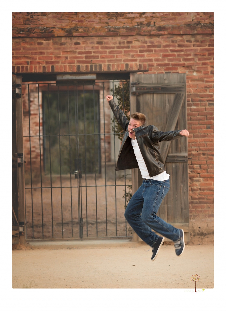 Summerville Senior Portrait photographer Christine Dibble of Sonora takes senior portraits of a boy in a kilt, a nerd scene, an explosion and a tuxedo at Knights Ferry.