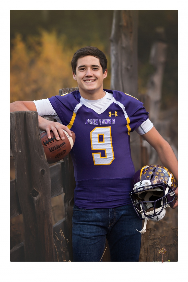Orestimba senior portrait photographer Christine Dibble Photography of Sonora takes senior and family portraits of a football, baseball and basketball player in Long Barn.