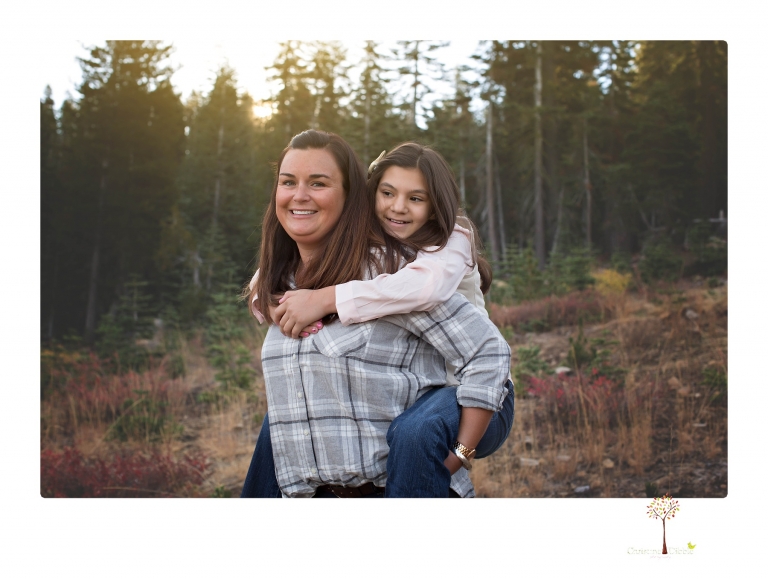 Sonora family photographer Christine Dibble Photography takes family portraits under Chair 10 at Dodge Ridge ski area.