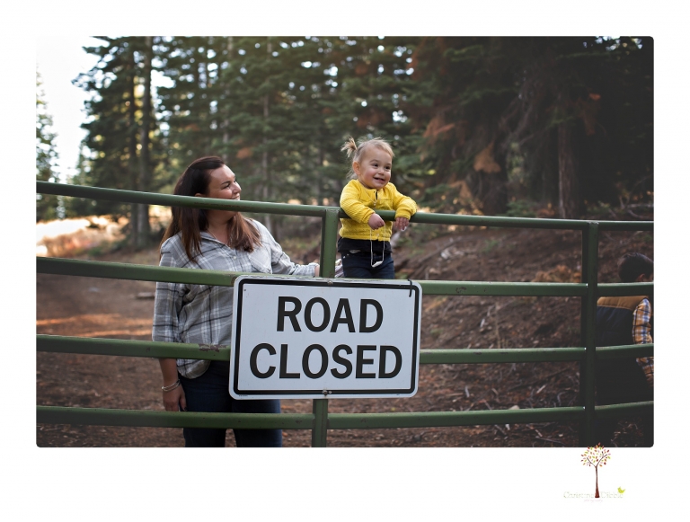 Sonora family photographer Christine Dibble Photography takes family portraits under Chair 10 at Dodge Ridge ski area.