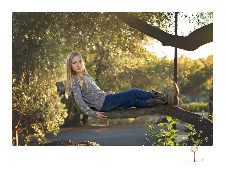 Sonora family photographer Christine Dibble Photography takes family portraits in a private vineyard as a family plays and climbs trees and rocks.