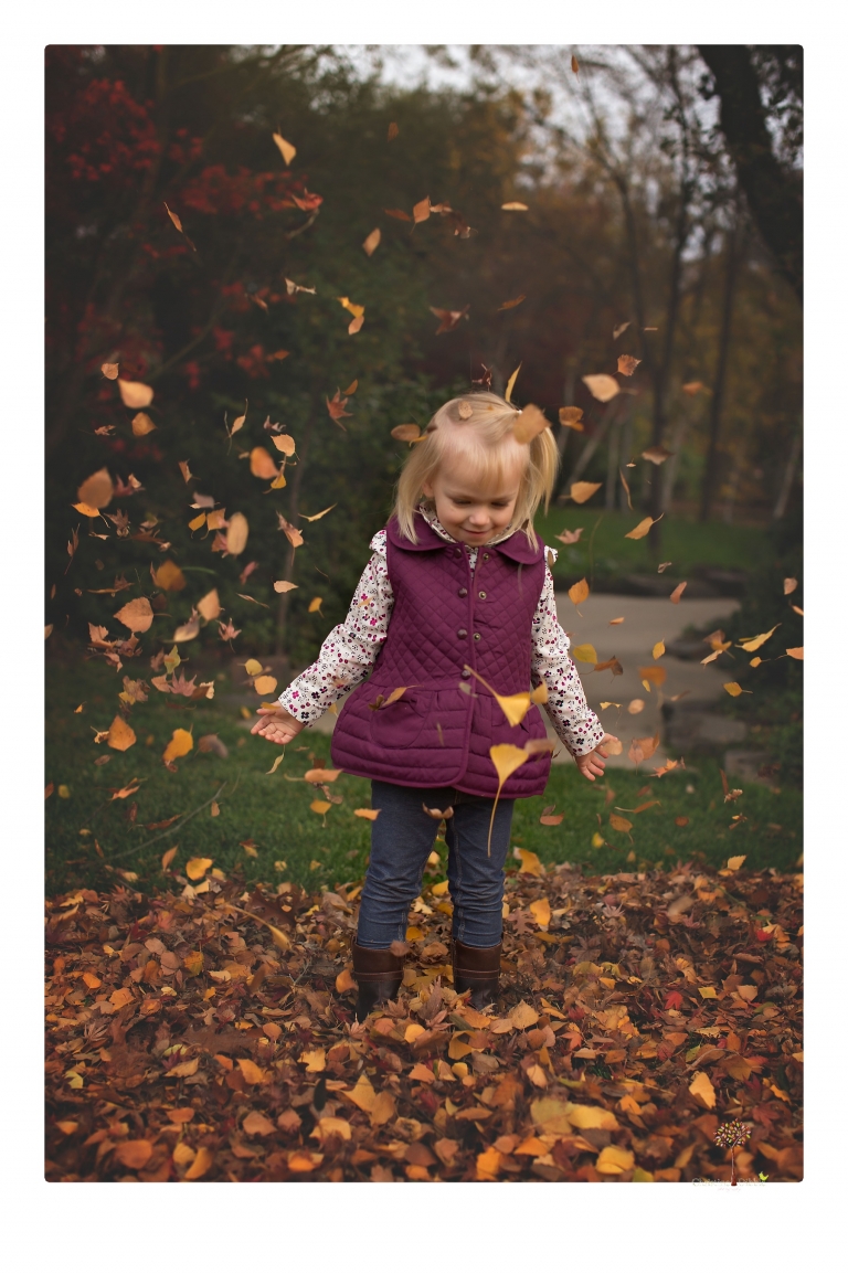 Murphys family photographer Christine Dibble Photography takes family portraits in the fall at Ironstone Vineyards of a family and grandparents as they play in colored leaves.