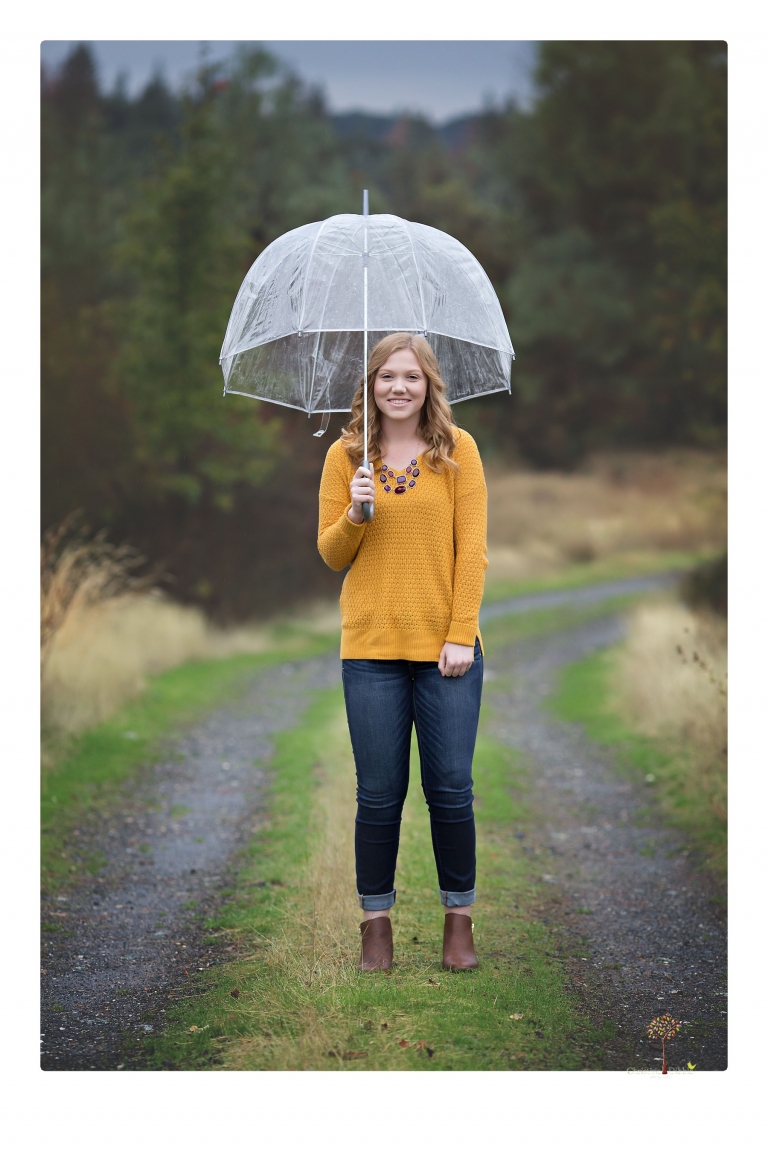 Sonora senior portrait photographer Christine Dibble Photography takes portraits of a Ripon High School senior in Columbia and downtown Sonora in the rain.