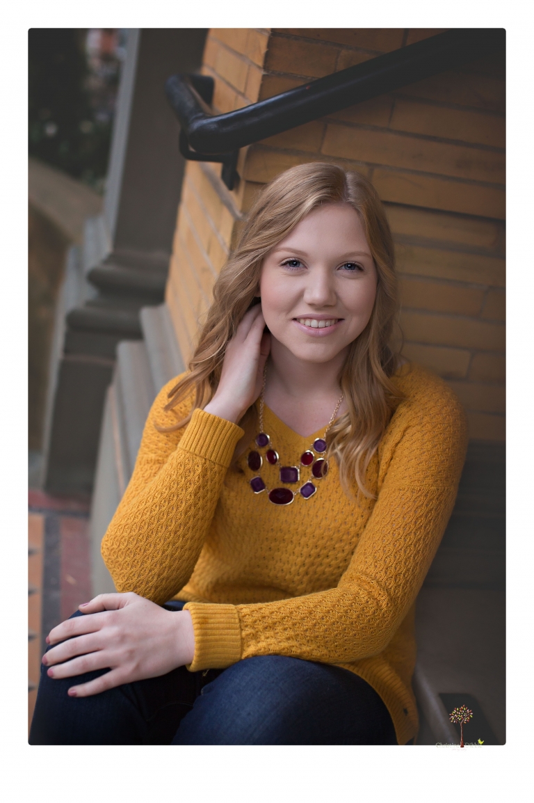Sonora senior portrait photographer Christine Dibble Photography takes portraits of a Ripon High School senior in Columbia and downtown Sonora in the rain.