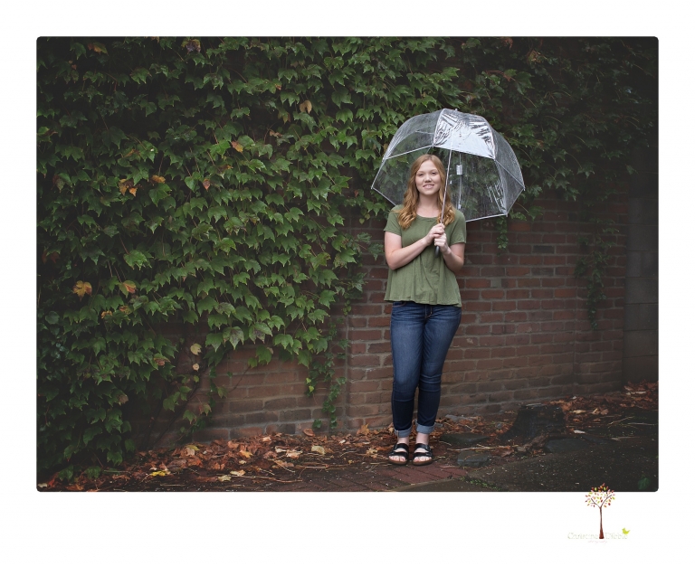 Sonora senior portrait photographer Christine Dibble Photography takes portraits of a Ripon High School senior in Columbia and downtown Sonora in the rain.