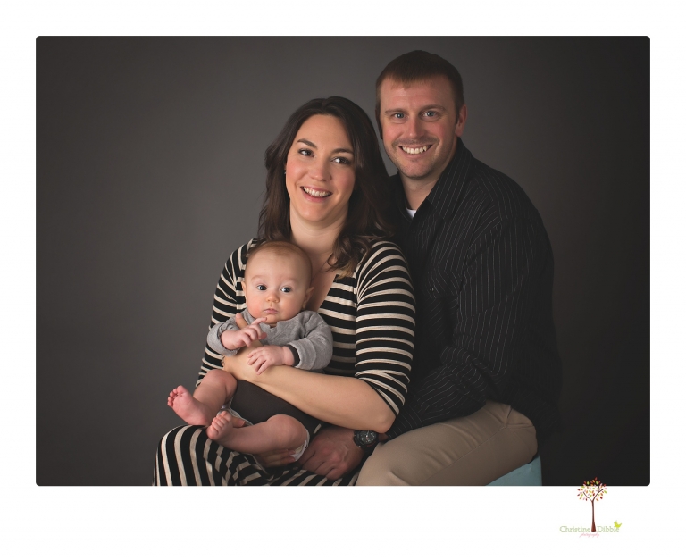 Sonora baby and child photographer Christine Dibble Photography takes three month portraits of a baby boy and his parents in the studio.