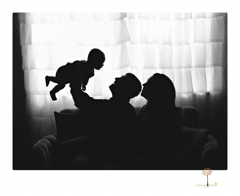 Sonora baby and child photographer Christine Dibble Photography takes three month portraits of a baby boy and his parents in the studio.