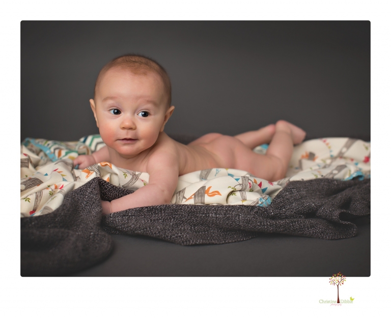 Sonora baby and child photographer Christine Dibble Photography takes three month portraits of a baby boy and his parents in the studio.