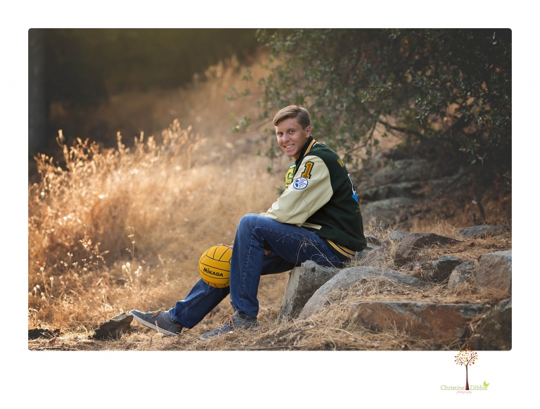 Sonora senior portrait photographer Christine Dibble Photography takes senior portraits of a Sonora High water polo player at Indigeny Reserve.
