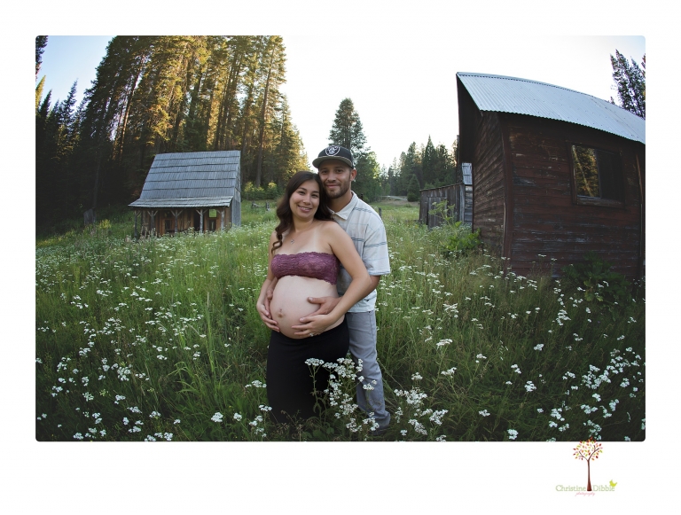 Sonora Maternity Photographer Christine Dibble Photography photographs a maternity session in a flower field.