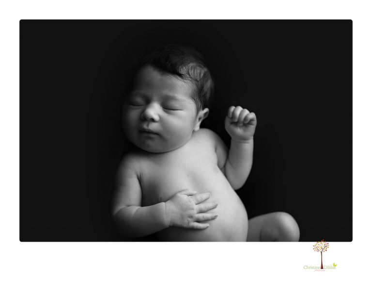 Sonora Newborn Photographer Christine Dibble Photography takes studio newborn portraits of babies using vintage props and linens.