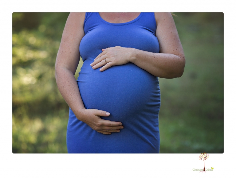 Sonora maternity photographer Christine Dibble Photography takes Long Barn maternity portraits in a field and woods of a mother-to-be and her family.