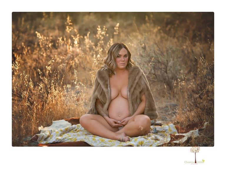 Sonora maternity photographer Christine Dibble Photography takes unique maternity portraits in the river at Knights Ferry of a family and mother of three.