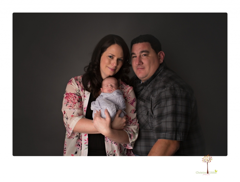 Sonora newborn photographer Christine Dibble Photography takes newborn portraits of a future Harley Davidson fan and his parents.