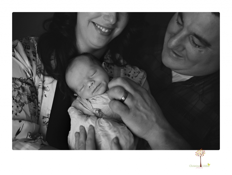 Sonora newborn photographer Christine Dibble Photography takes newborn portraits of a future Harley Davidson fan and his parents.