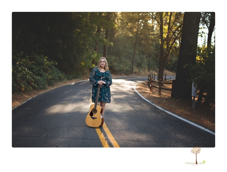 Sonora Senior Portrait photographer Christine Dibble Photography takes Sonora High School senior portraits of a guitarist in Columbia.