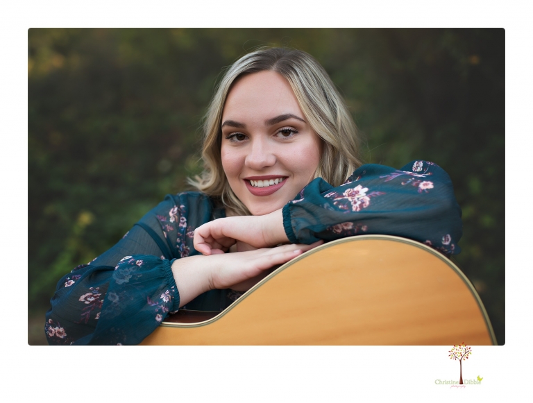 Sonora Senior Portrait photographer Christine Dibble Photography takes Sonora High School senior portraits of a guitarist in Columbia.