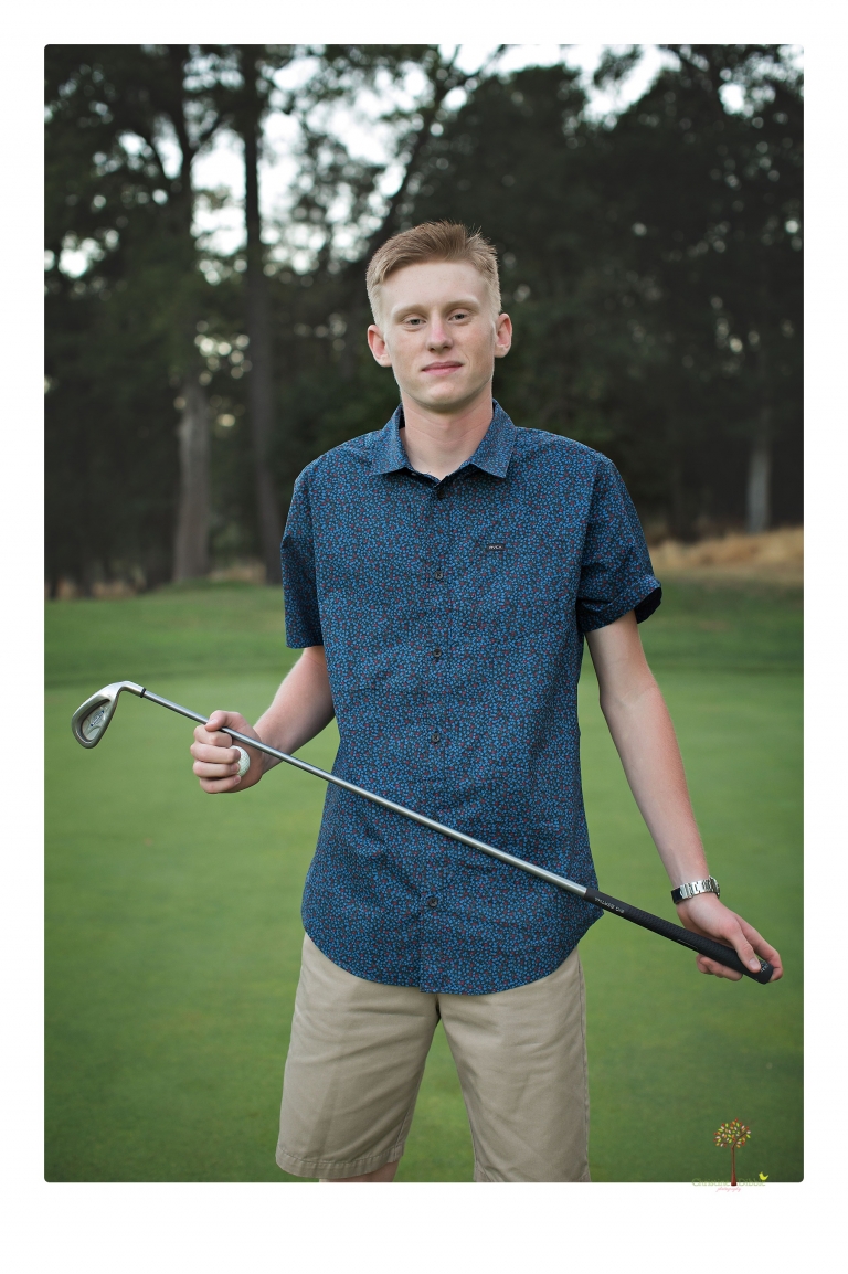 Sonora senior portrait photographer Christine Dibble Photography takes senior portraits of a Summerville High golfer at Little Sweden and Phoenix Lake Country Club.