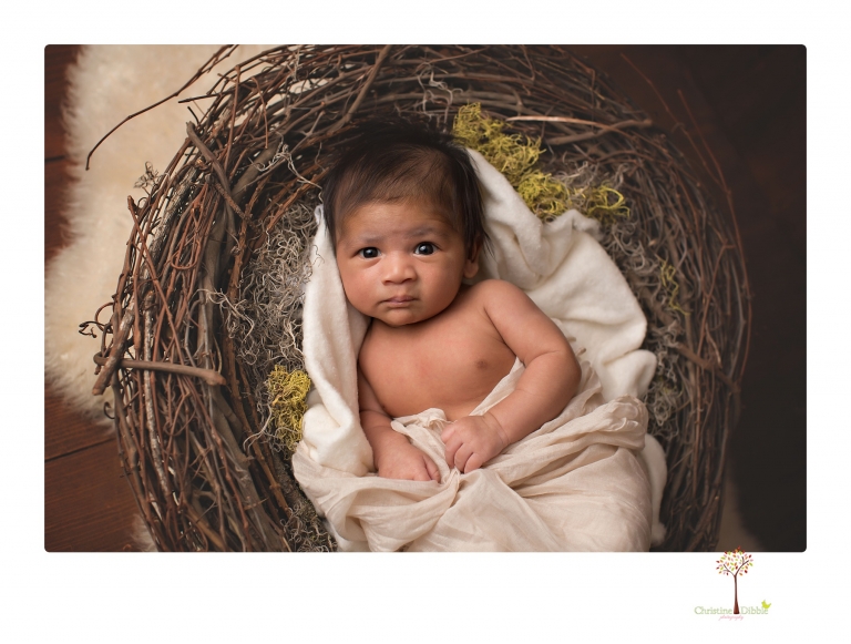 Sonora newborn photographer Christine Dibble Photography takes newborn family portraits of a baby boy and his parents and grandmother.