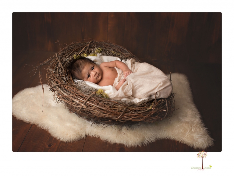 Sonora newborn photographer Christine Dibble Photography takes newborn family portraits of a baby boy and his parents and grandmother.